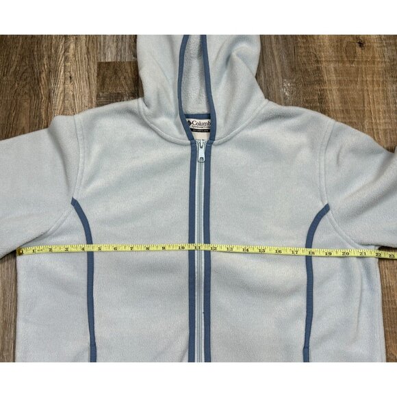 Columbia Womens Light Blue Fleece Hooded Long Sleeve Jacket Full Zip Size Large - Picture 12 of 16